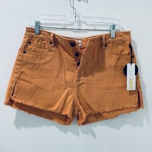 Amuse Society Orange Jean Shorts Fringe Bottom Women Waist 28